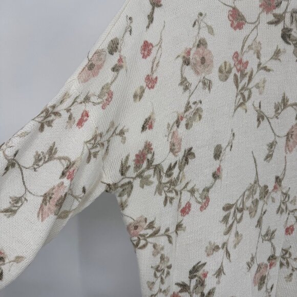 J. Jill Womens Floral Print Sweater 3/4 Sleeve Linen Blend Size Large lagenlook - Picture 10 of 12
